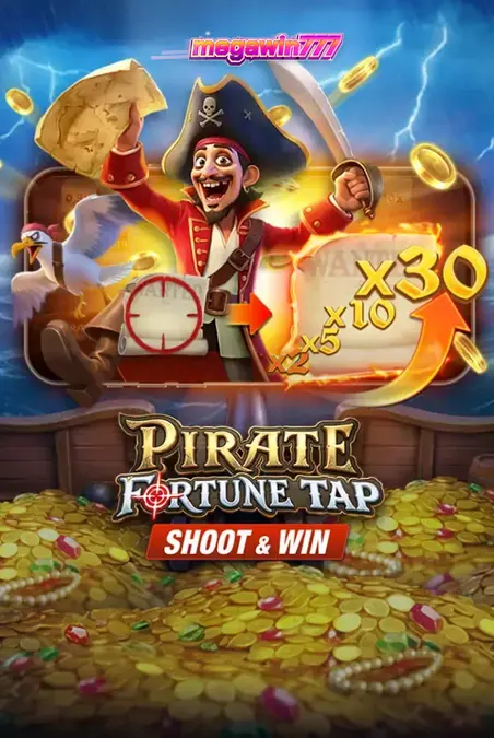 Tampilan layar permainan Pirate Fortune Tap dengan mekanisme meriam